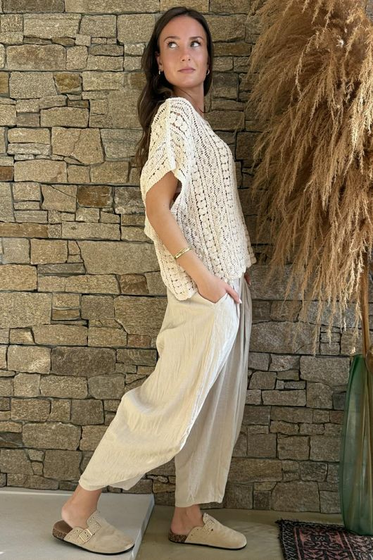 Destino Crochet Tank Top Stone